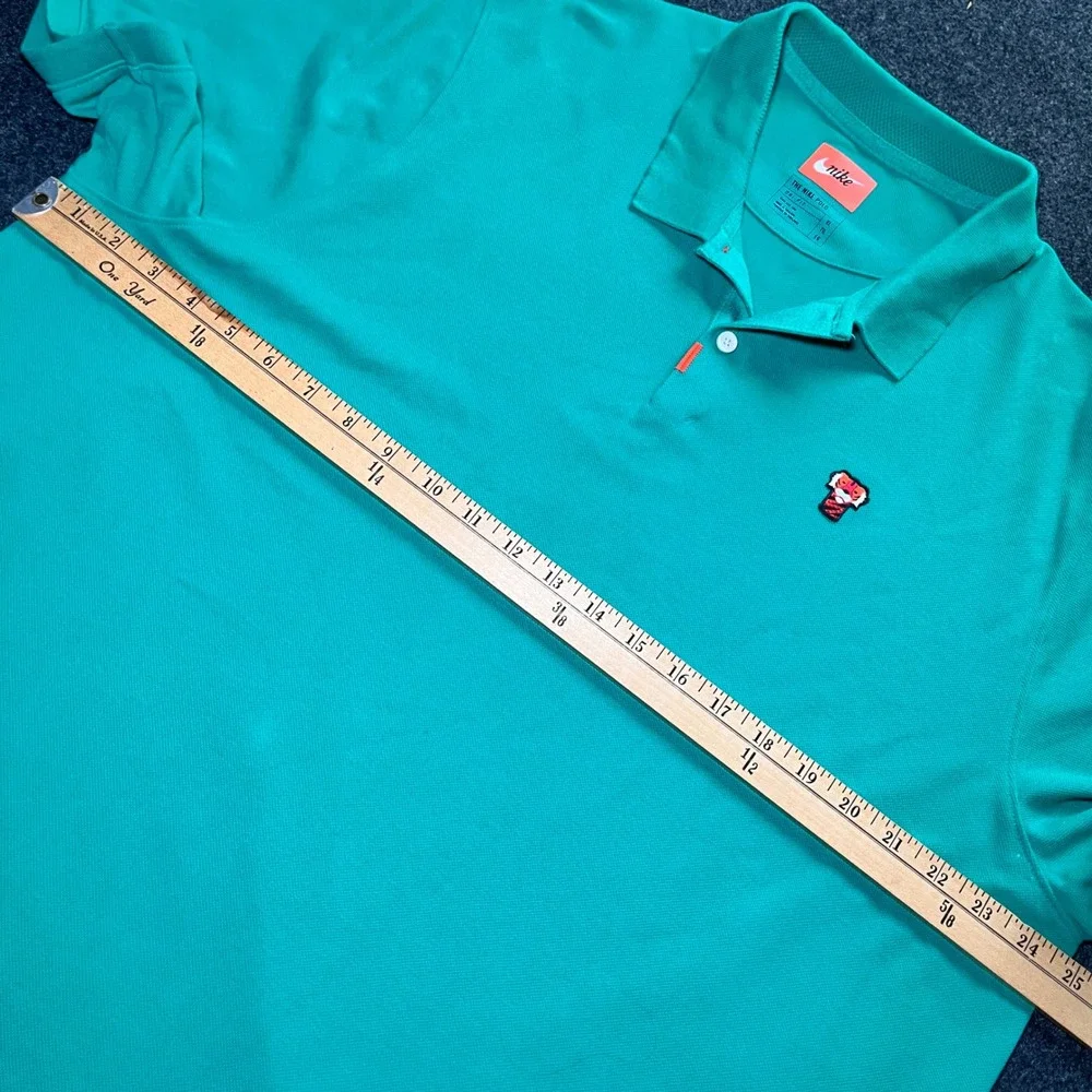 Nike‎ Polo Shirt Mens XL Green Tiger Woods Frank Logo Dri-FIT Pique